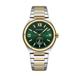 Curren Men Brass Dial & Reset Time Analogue Watch CR-8471-TT-Green-43