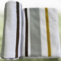 Wee Hours White & Black Striped Cotton 650 GSM Bath Towel-image-83