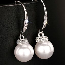 Peora Silver-Plated Cubic Zirconia Studded And Pearls Beaded Spherical Drop Earrings-picture-42