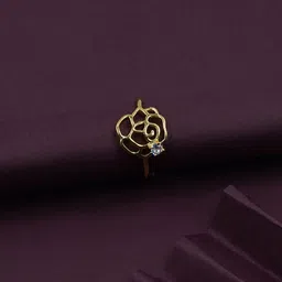 ARTKLIM Gold-Plated Rose Design American Diamond Studded Adjustable Finger Ring-image-27