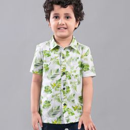 Kookie Kids Half Sleeves Printed Shirt - Green White-image-51