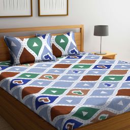 Klotthe Abstract Cotton Blend Bedsheet with 2 Pillow Covers - Multicolour-10