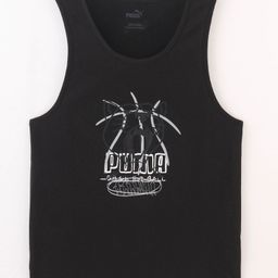 PUMA Cotton Sleeveless BASKETBALL Tank - Black-image-100