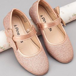 Pine Kids Ballerinas with Velcro Closure Shimmered Butterfly Applique - Golden-image-17