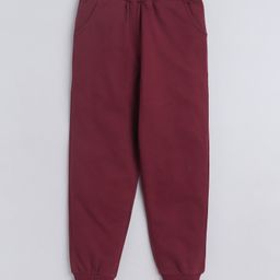 Aww Hunnie Cotton Terry Solid Unisex Autumn & Winter Wear Pant - Maroon-image-66