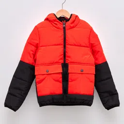 LC Waikiki Full Sleeves Colour Blocked Hooded Jacket - Orange-picture-3