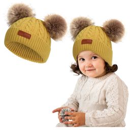 Bembika Baby Hat for Girls Pom Pom Beanie Kids Mustard - Diameter 18.5 to 40 cm-image-34