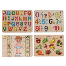 MINDMAKER Wooden Puzzle with Knobs Educational and Learning Toy for Kids (Alphabets+Fruits+Body Part+Numbers)-27