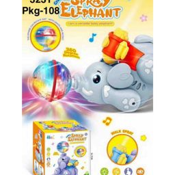 AKN TOYS Universal Walking Top Head Ball Cartoon Animal Lights Musical Stunt Kids Funny 360 Degree Rotation Electric Robot Elephant Toy - (Color May Vary)-3