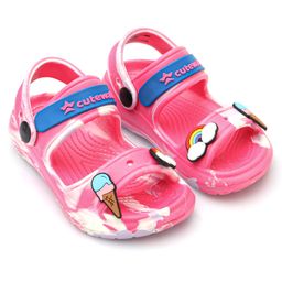 Cute Walk by Babyhug Clogs with Backsrtap Ice Cream & Rainbow Applique - Pink-image-66