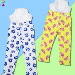 Snugkins Diaper Pant Potty Training Pajamas for Boys & Girls|100% Cotton Size 1 (1-2 years)-Pack 2-EvilEye & Watermelon-picture-2