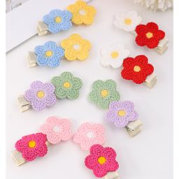 Babyhug Hair Clips with Floral Applique Pack of 8 - Pink Green and Yellow-image-14