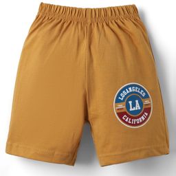 Tango Single Jersey Knit Above Knee Length Short with Los Angeles Print - Gold-image-56