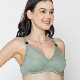 Mine4Nine Knit Solid Maternity Non Padded Bra With Nursing Access - Olive Green-image-59