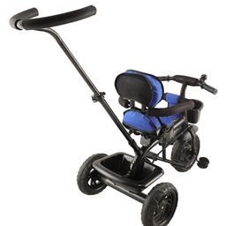 JoyRide Learn-to-Ride  Stalwart Plug N Play Tricycle With Safety Harness Parental Handle & Seat Cover -Blue image 4