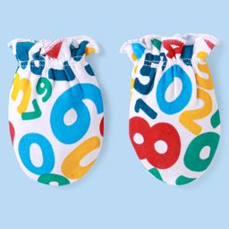 Babyhug Interlock Knit Cap Mittens And Booties Set with Text Prints White - Diameter 11 cm image 4