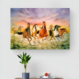 Tushaco Handicrafts Yellow & Brown Birds & Animals Canvas Wall Art-image-7