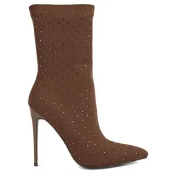 London Rag Women's Brown Stiletto Booties-image-87