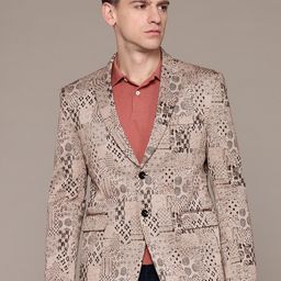 ESSAS club Self Design Jacquard Single-Breasted Slim Fit Blazer-20