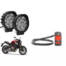 Cartronics 9 Round Cap LED Fog Light With On/Off Switch for Honda CB650 R (Set of 2 Pcs)-42