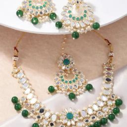 Fida Ethnic Indian Green Jewellery Set-image-81
