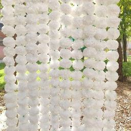 Nutts White 10 Pieces Hanging Marigold Artificial Flower-44