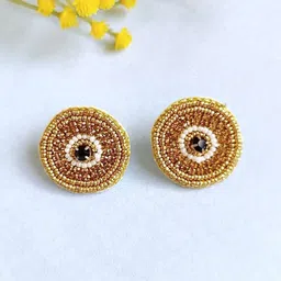 Crunchy Fashion Artificial Beaded Circular Shaped Studs-8