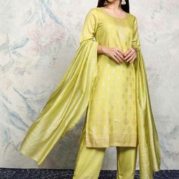 Vishudh Women Ethnic Motifs Printed Regular Kurta with Trousers & With Dupatta-image-19