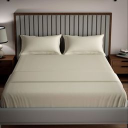 Mulberry Living Off White 250 TC Queen Bedsheet with 2 Pillow Covers-image-87