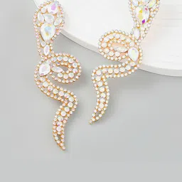 AVANT-GARDE PARIS Gold-Plated Rhinestone Snake Shaped Drop Earrings-3