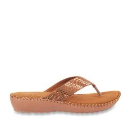 Walkway Women's Tan Thong Wedges-28