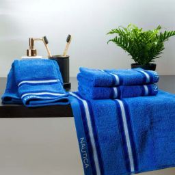 Nautica Vintage Crew Stripe Royal Blue Cotton 500 GSM Super Soft Zero Twist Hand Towel - Set of 4-16