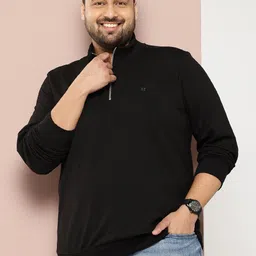 Sztori Plus Size Solid Black Sweatshirt-picture-1