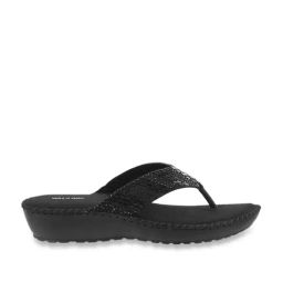 Walkway Women's Black Thong Wedges-26