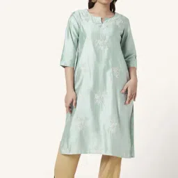 Rangmanch by Pantaloons Blue Embroidered Straight Kurta-picture-45