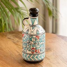 ExclusiveLane Mughal Gardens Blue & White Ceramic Oil Bottle, 900 ML-31