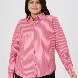 Style Quotient Pink Blended Striped Shirt-73