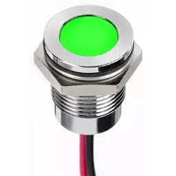 RS PRO Green Panel Mount Indicator 24V DC, Mounting Hole Size 14 mm, Termination Type Lead Wires, IP Rating IP67, Model No 1302260-14