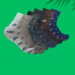 MJE 5-Pcs Patterned Cotton Ankle Length Socks-image-37