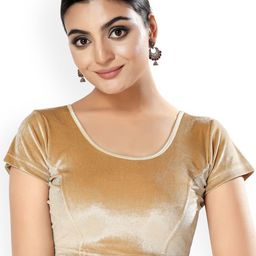 VAMAS - THE DESIGNER BLOUSES Velvet Round Neck Non-Padded Stretchable Saree Blouse-picture-53