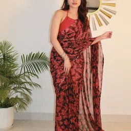 SANJANA SILK Floral Pure Georgette Bagh Saree-image-50