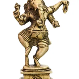 Exotic India Gold-Toned & Black Lord Ganesha Religious Brass Idol Showpiece-picture-31