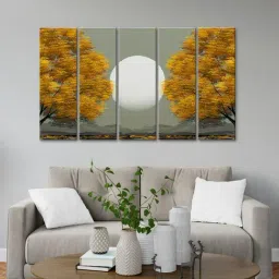 999Store Printed Grey MDF 5 Panels Wall Art-44