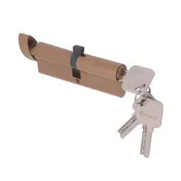 Decorio Mortise Pin Cylinder One Side Key One Side Knob 100 mm PVD Rose Gold Finish, 35151031.51-33
