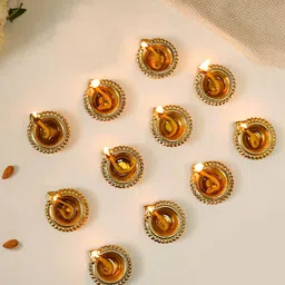 Nestasia 11Pcs Decorative Metal Diya Pooja Essentials-image-35