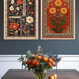 Kotart Red & Green 2 Pieces Floral And Botanical Wooden Wall Arts-picture-20