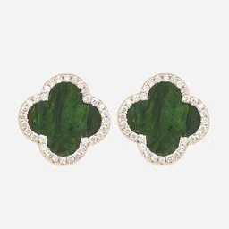 MINJI AND CO. Gold-Plated Artificial Stones Studded Floral Shaped Studs-image-77