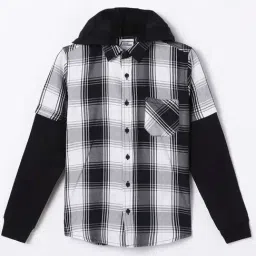 Fame Forever by Lifestyle Kids Black & White Cotton Chequered Full Sleeves Shirt-picture-2
