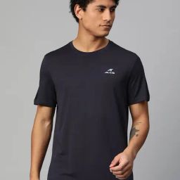 ALCIS Navy Anti Static Slim Fit Logo Print Sports T-Shirt-image-15