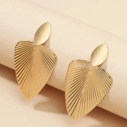 OOMPH Golden Tone Leaf Shape Party Fashion Large Drop Earrings for Women-43